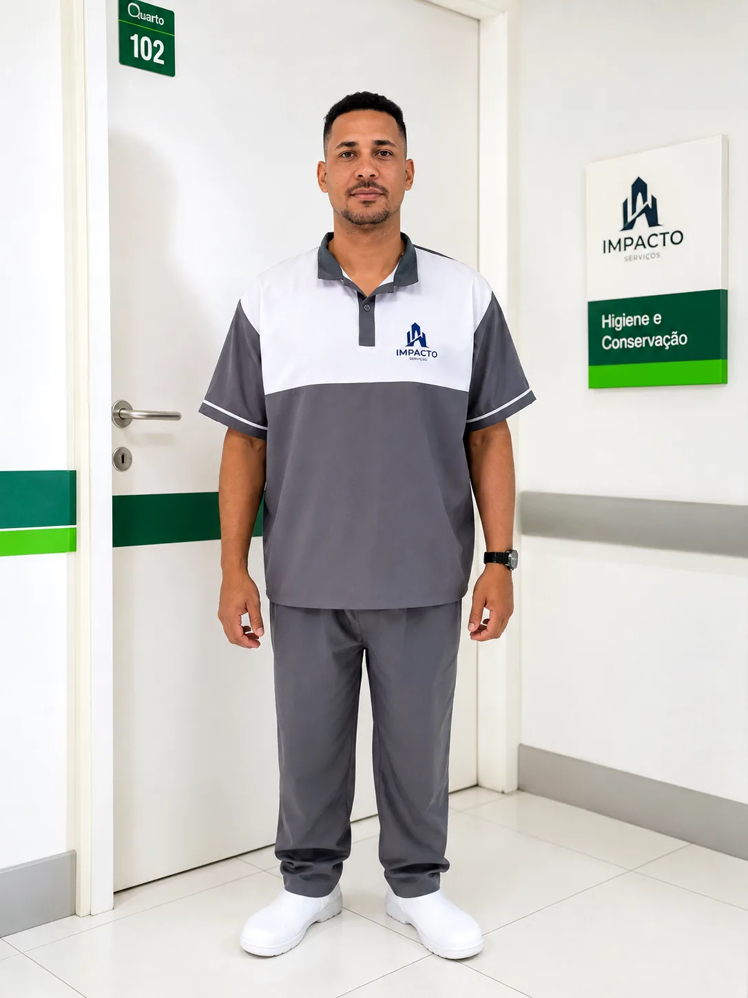 Profissional de higienização hospitalar da Impacto